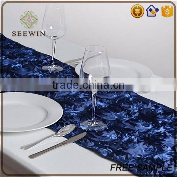 unique quilted rosette fabric wedding hessian table runners