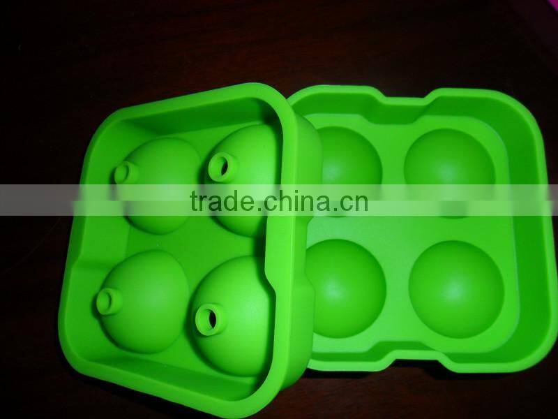 New Round Silicone Ice Balls Maker Tray FOUR Large Sphere Cube Molds