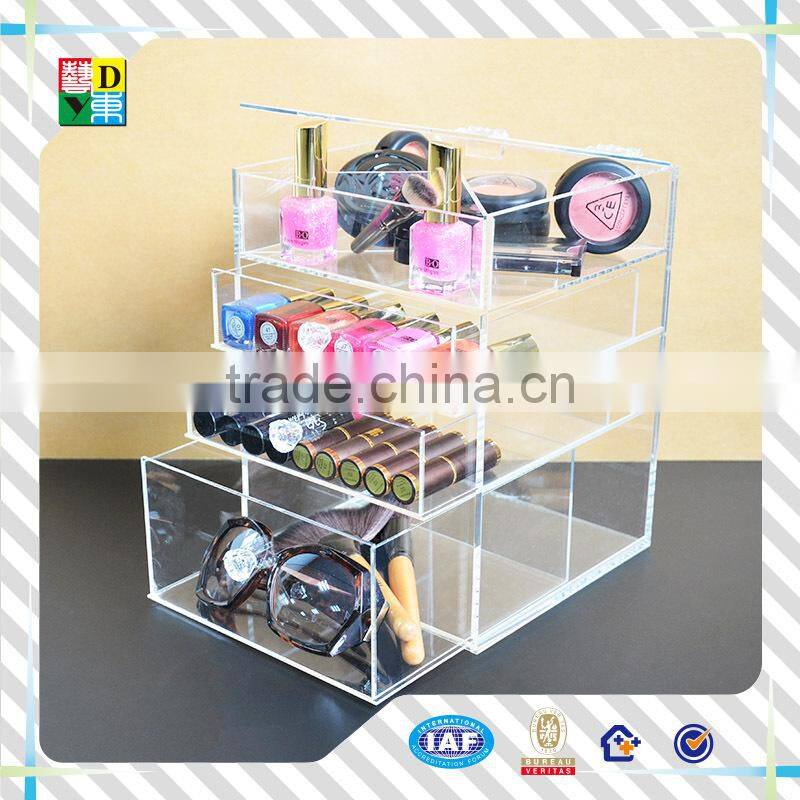 2015modern design acrylic make up container with high quality/good sale high transparent acrylic cosmetic display box from China