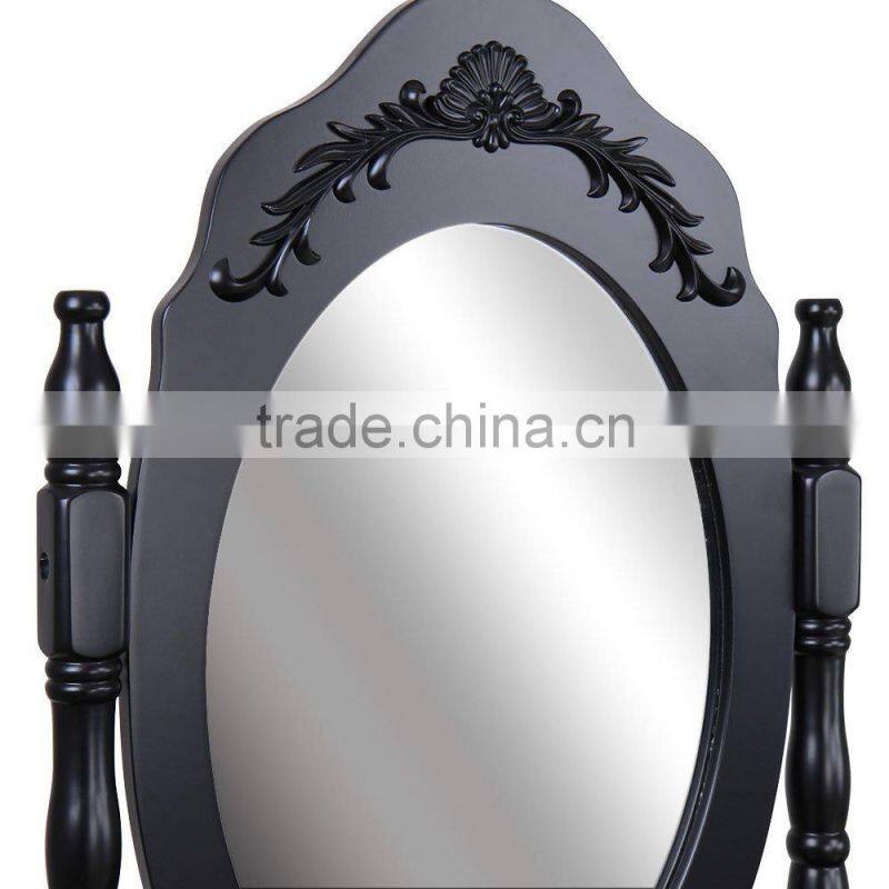 Black French style dressing table with oval mirror