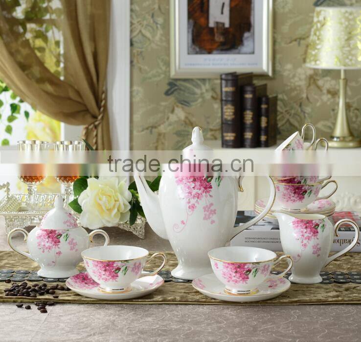 Drinkware wholesale alibaba wedding return gift grace tea ware 17 pcs ceramic tea set, tea pot set, bone china tea set