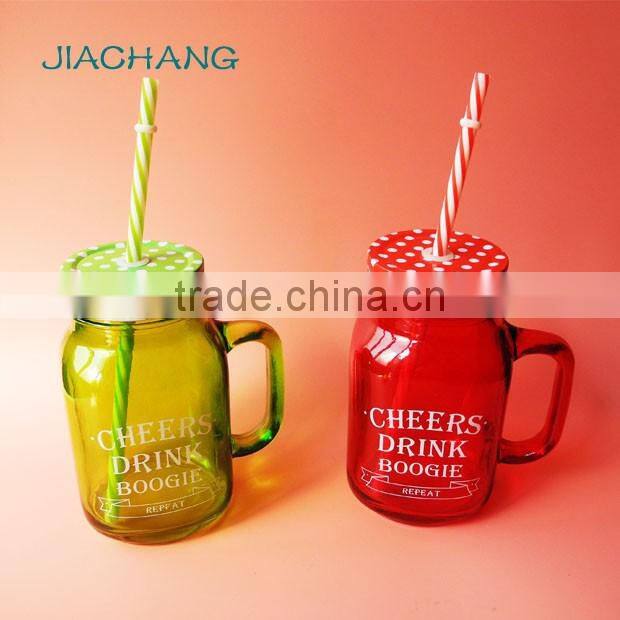 stained cheers drink glass letter juice cold coffee mug with screw lid