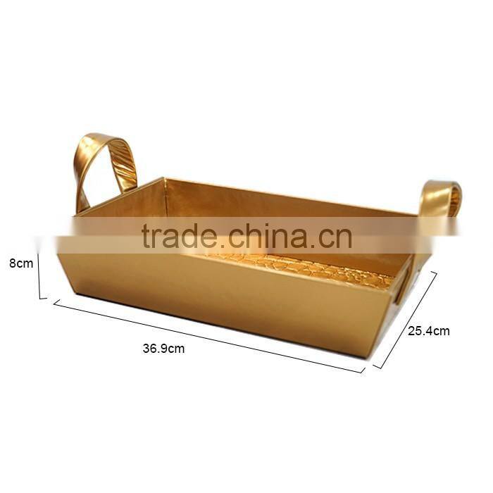 Rectangle Luxury Golden Faux Leather Cardboard Storage Tray