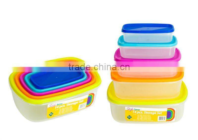Rainbow Food Storage Set, 7pcs plastic food container, square storage box.
