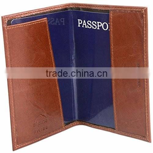 Fashion genuine oil wax leather rfid mens travel passport holder