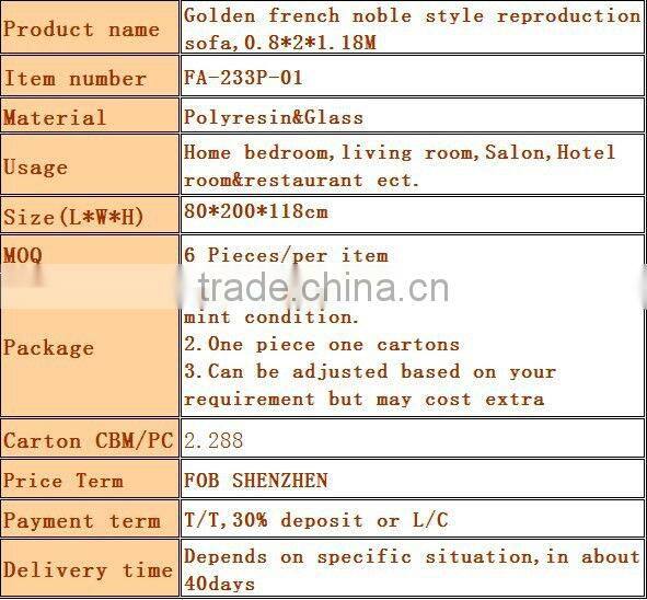 Golden French style reproduction sofa, FA-233P-01