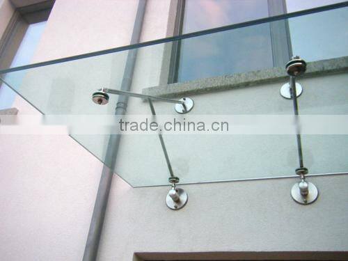Modern Design Outdoor Tempered Glass Canopy / Rain Shelter Fittings/door window awnings