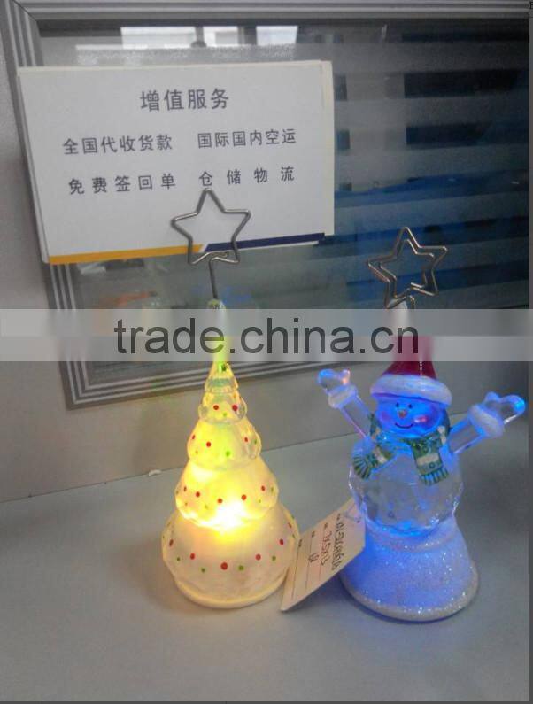 led acrylic plastic mini tree snowman business card holder