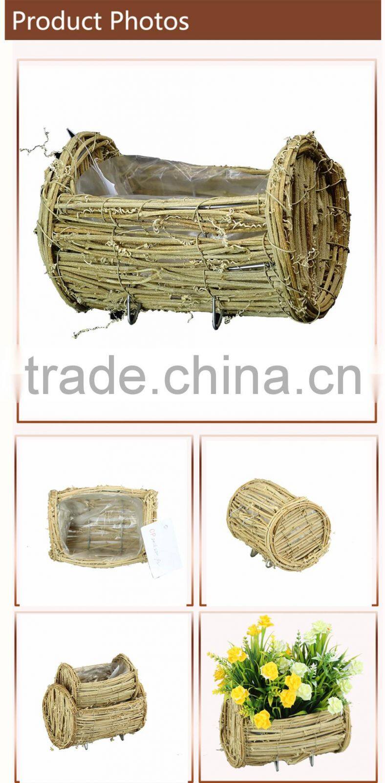 Handmade interior planter and rattan basket