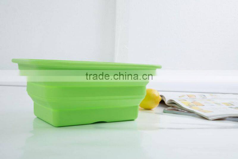 Novelty Folded Silicone Washing Vegetables Basket Wash Fruit Pots Dinnerware Bowls