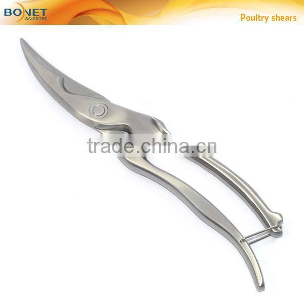 SPO0007 LFGB Certificated 10" kitchen shears 3cr15 heavy poultry all steel with spring and lock