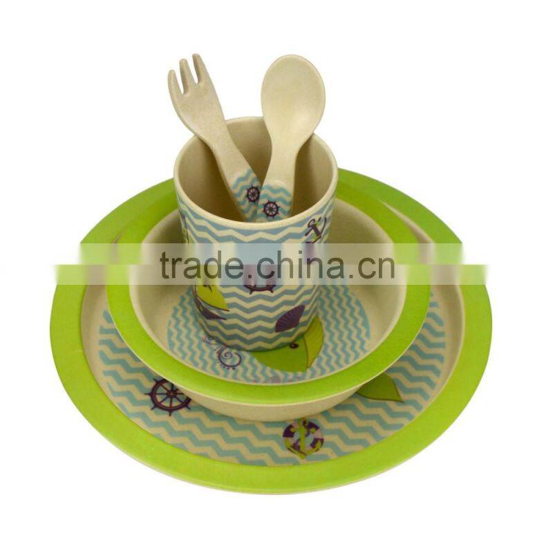 Wholesale Dishes Plate Set For Baby Kids Bamboo Fiber Dining Plate Set