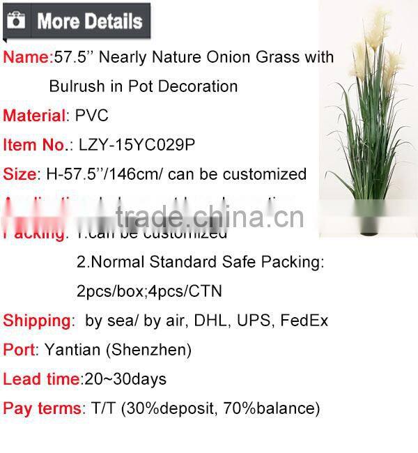Wholesale Artificial Grass Synthetic Potted Grass Onion Grass with Bulrush