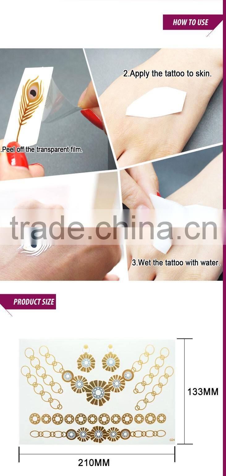 Fashion Temporary metallic adult body tattoo stickers