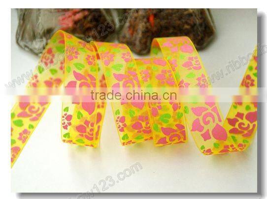 printed organza ribbon fabric painting flowers