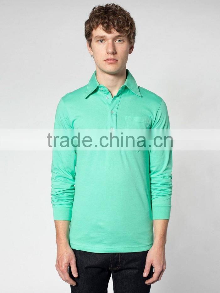 100% Cotton Jersey Long Sleeve Leisure pocket Shirt polo t-shirt