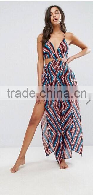 Fashionable Boohoo Maxi Beach Dress Set Crop top set