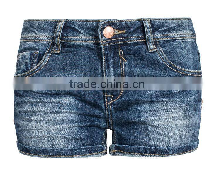2015 Classic Cotton short wash denim jeans for women