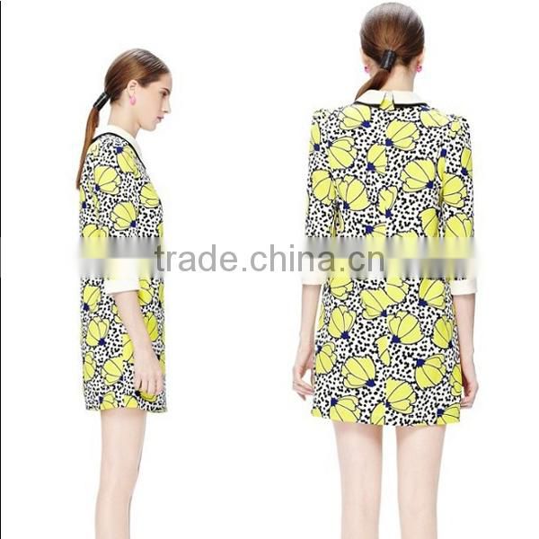 HD-D106 2014 hot design elegant women new arrival floral dress/casual ladies dress