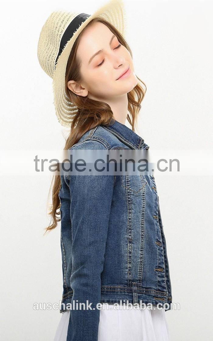 oem service korean style loose fancy short style denim jacket wholesale