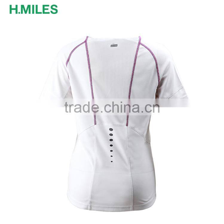 Anti-Pilling white dri fit 100% polyester quickdry women running t-shirt