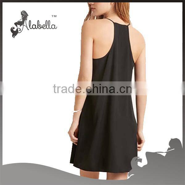 Wholesale dress women simple dress sleeveless dress 100%polyester