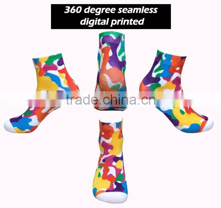 free sample autumn winter thickness fashion unisex colorful digital printed cotton socks