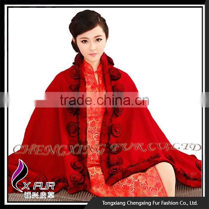 CX-B-P-40D Factory Direct Sale Cashmere Fur Shawl Cape