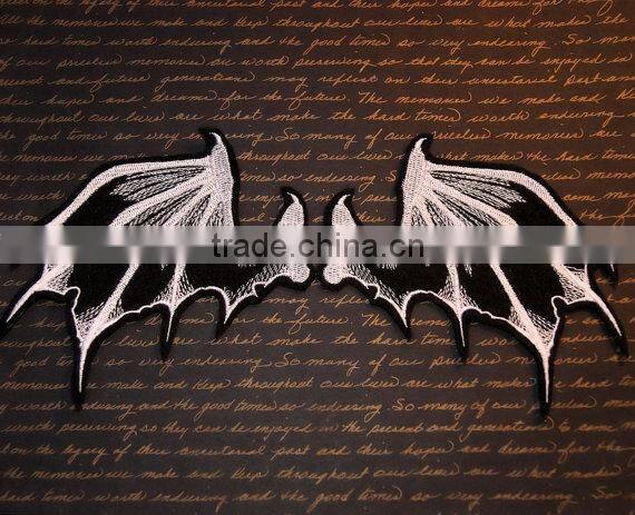 Custom high quality embroidered Demon wings patch for clothes embroidery patch made in china choose size/color