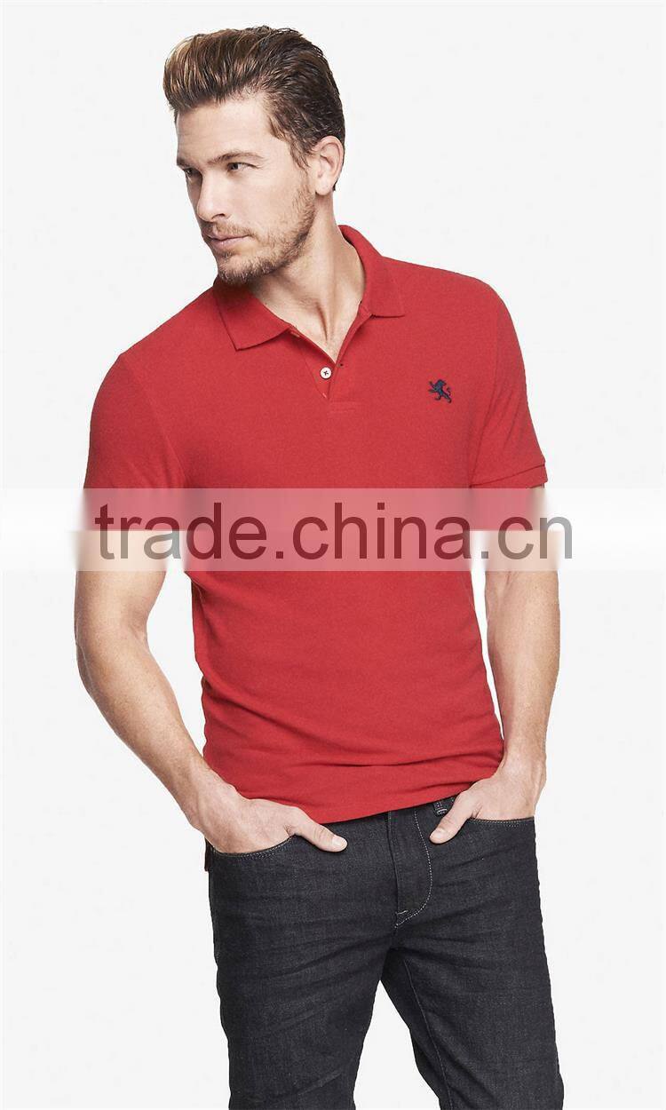 2015 new trendy mens slim fit pique polo t shirts with custom logo