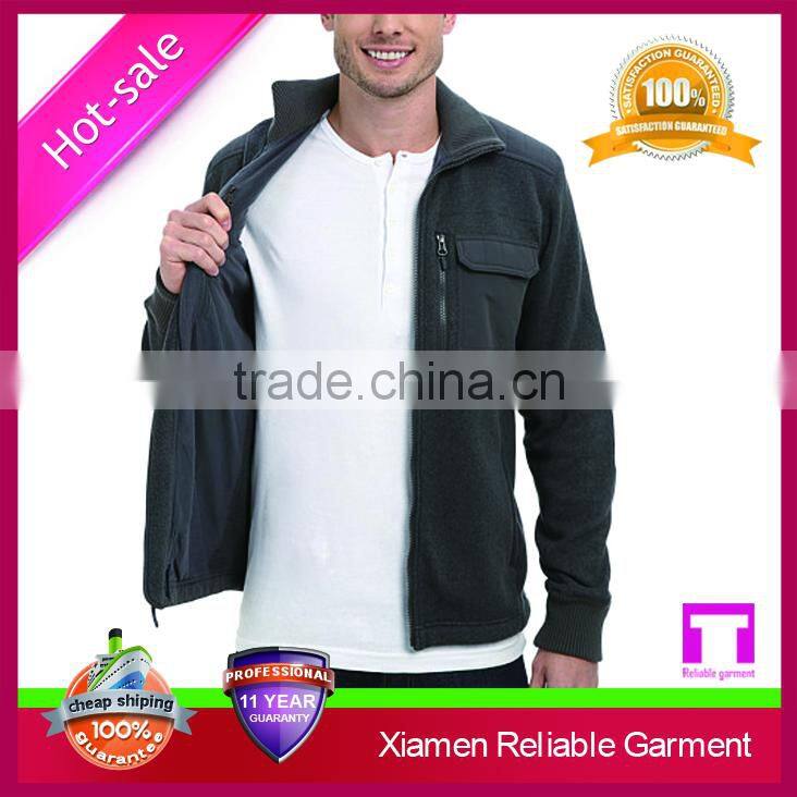 2015 zip style winter soft sweater knit fleece fabric jackets for men sport wear