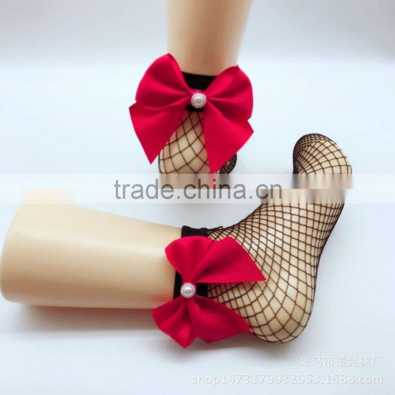 WS-20 2017 Bow Tie Harajuku Goth Punk Cool Female Hollow Fishnet Socks Dress Sexy Bowknot Fishnet Socks Women