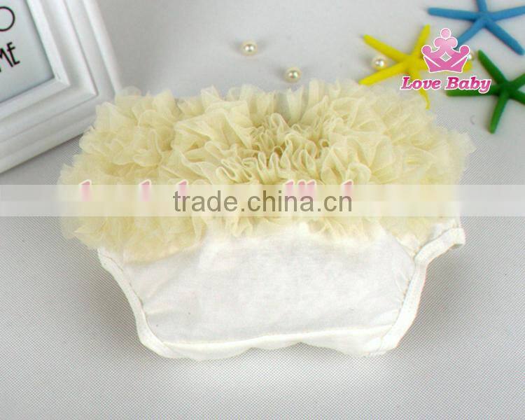 Hot Sale Adorable Solid Color Baby Lace Bloomers Wholesale Lace Ruffle Cotton Bloomers