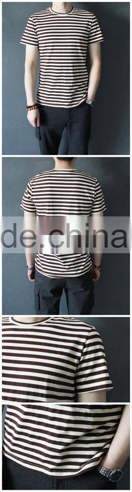 Custom Men Yarn Dyed Striped Cotton T Shirt Factory Price