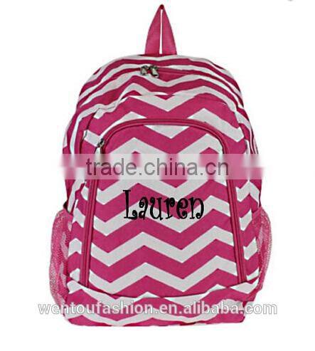 Girls Zig Zag Personalized Chevron Canvas Backpack Monogrammed