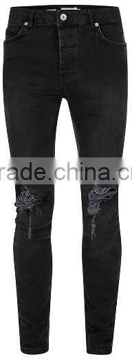 Black man jean fahsion skinny jean Men's Ripped Skinny Fit Jeans