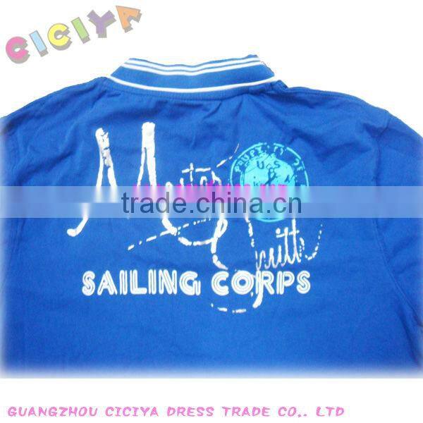 Summer design t shirt for men custom blue short sleeve t-shirt