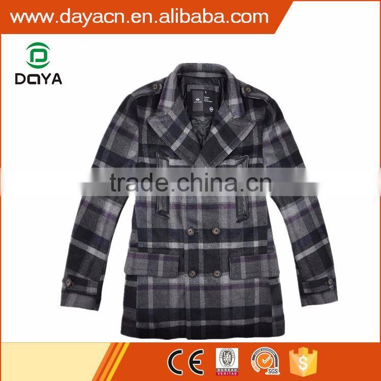 Custom hot sale men's winter fashion worsted grid long coat