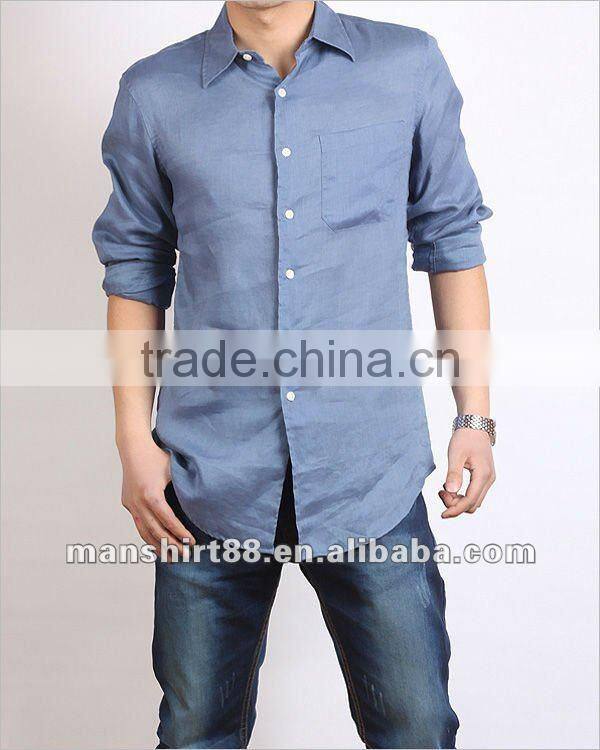 2016 man's 100% linen wash finishing long sleeve men's casual shirt