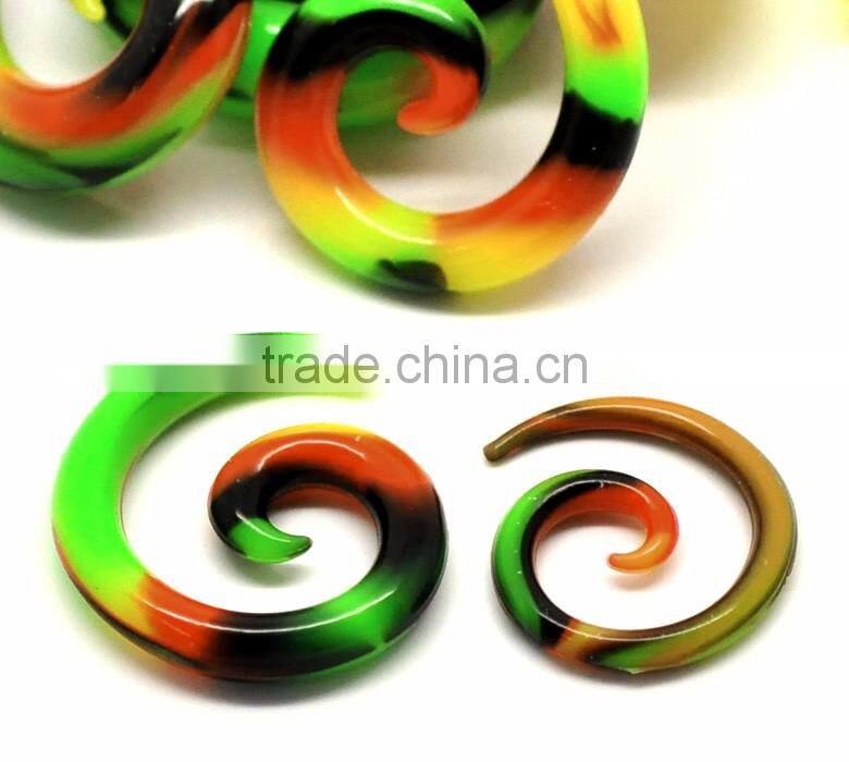 1Set Multicolor Snail Spiral Taper Horn Ear Plug Stretcher Extender