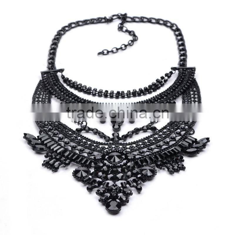 Fashion Jewelry 2016 new European and American jewelry multilayer alloy diamond necklaces pendants For Woman