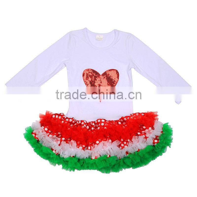 2014new style kids long sleeve dress girls smocking ruffle dress with polka dots for christmas wear wholesale baby clothes