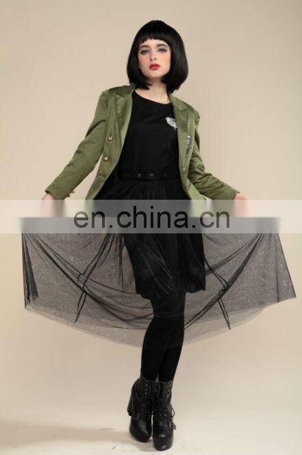 Academy style fashion design badge embroidered mini suit coat for ladies