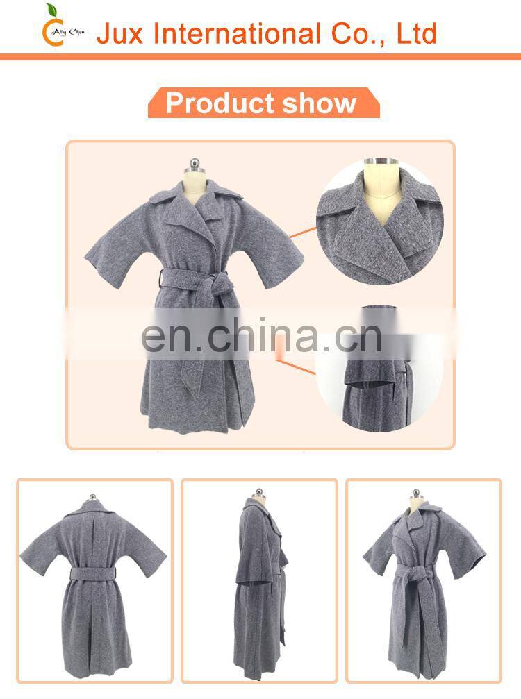 fashion Two side pockets with flap button ladies fancy long coat