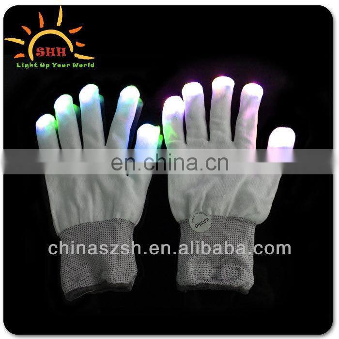 Light up blinking LED glove light with colorful LED produced in China