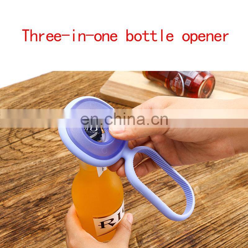 New Design Ideal Silicone Grip Bottle Opener 3 in 1 Beer Jar Opener
