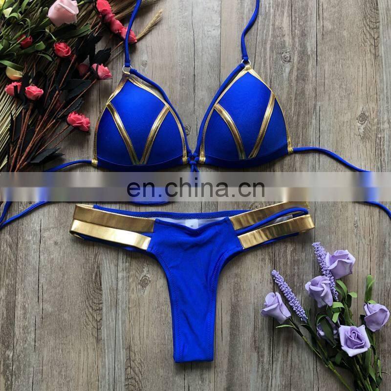 2019 New Bikinis Set Women Swimwear Push Up Pad Bikinis Bronzing Solid Swimsuit Strapless Women Beachwear Bathing Suits