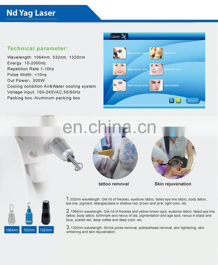 Portable laser tattoo removal 1064nm/532nm machine wash tattoo Beauty device