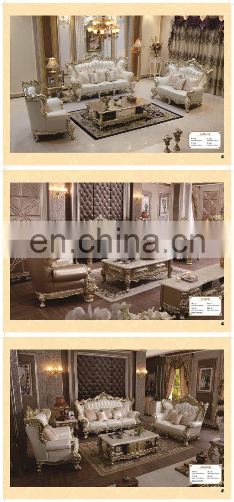 1949 Living Room Genuine Leather Sofa Sets Classical Design Antique Furniture