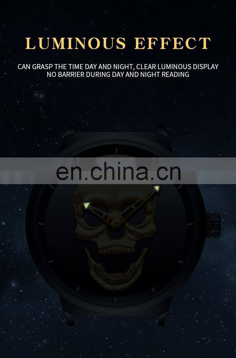 Biden 0063 Original Men Japanese Quartz Wrist Watches Stainless Steel Skull Analog Water Resistant Brand Luxury Men Watch